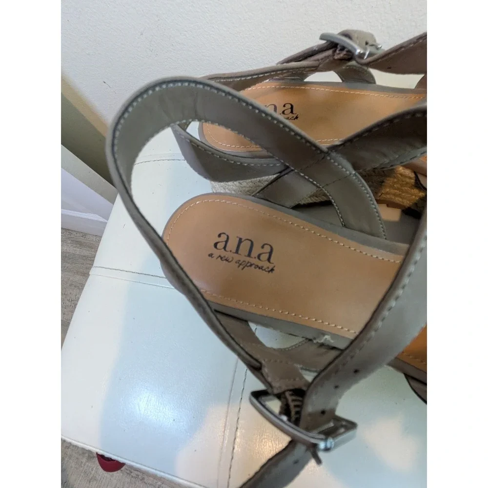 a.n.a‎ a new approach Taupe Faux Suede Espadrille Platform Wedge Sandals Mens 8